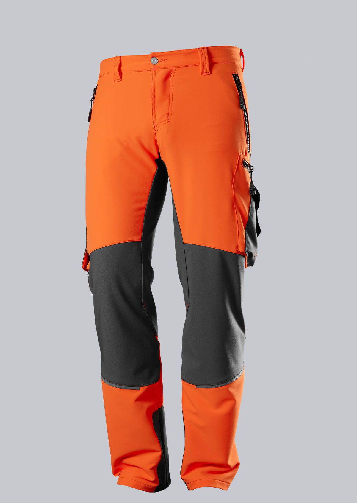 1864-883-6556 BP® Super-stretch work trousers with knee pad pockets warning orange/anthracite Cover image